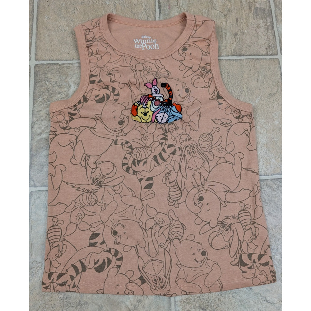 Disney Winnie The Pooh sz XS Tank Top piglet tigger Eeyore embroidered knit 4642